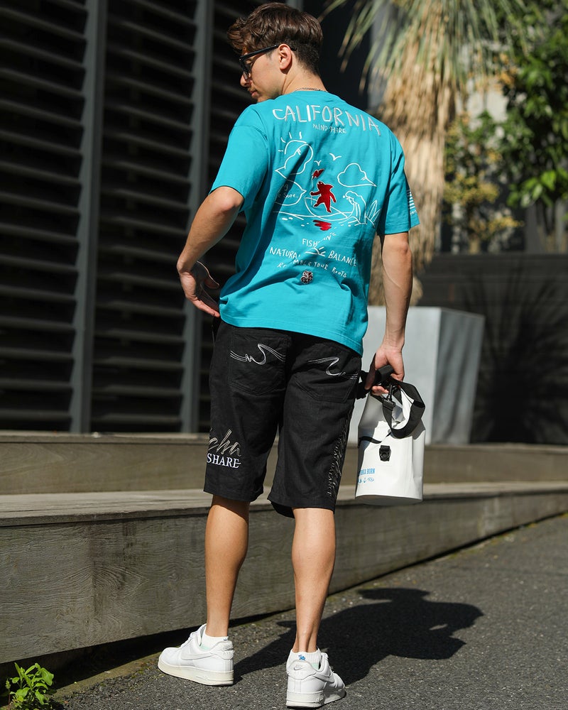 エメラルドグリーン：180cm/70kg(Lサイズ着用)