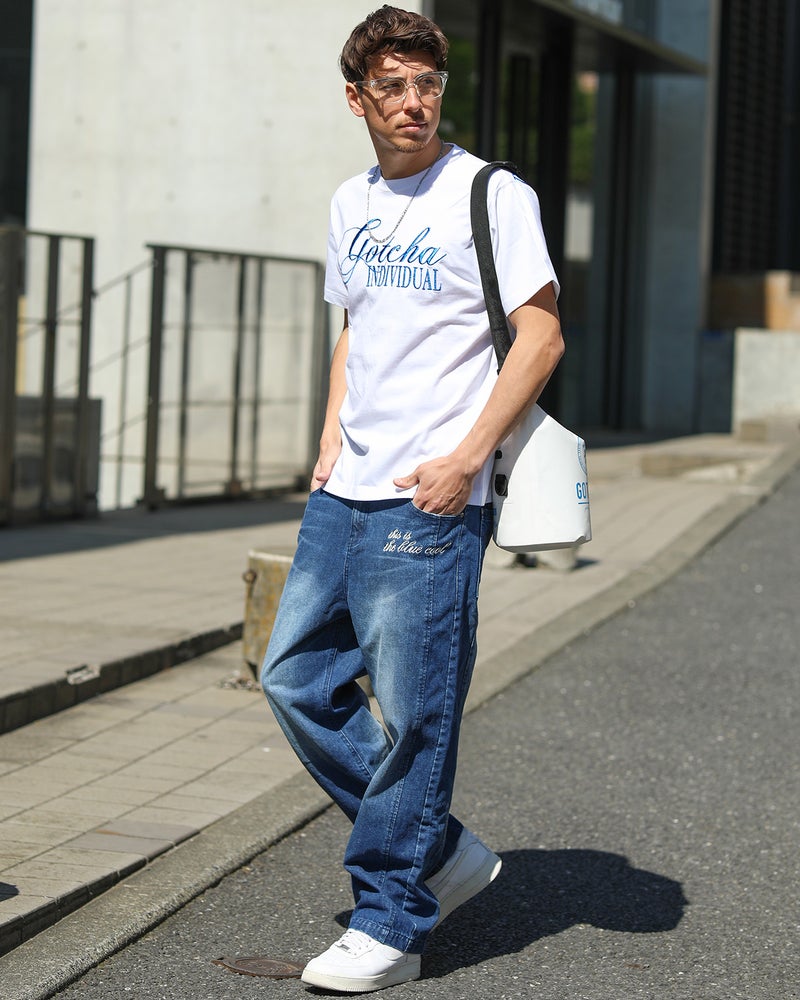 インディゴ：180cm/70kg(Lサイズ着用)