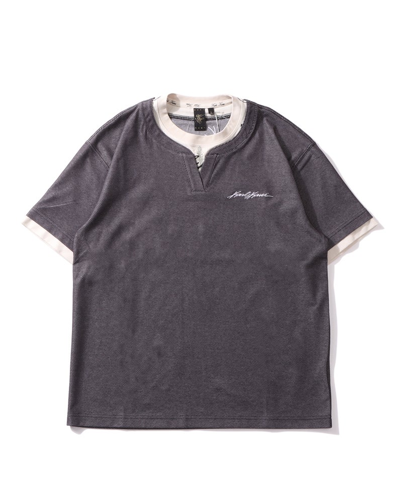 フェイクレイヤード キーネック T