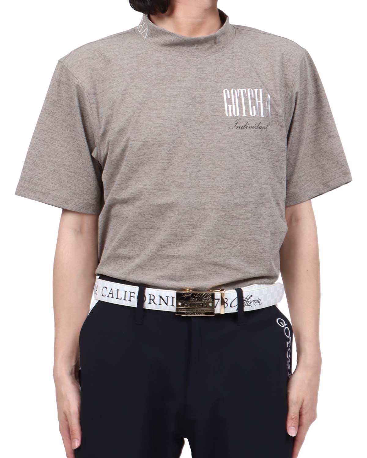 GOTCHA GOLF] マルチ機能 遮熱 メタリック ビッグロゴ ハイネック T
