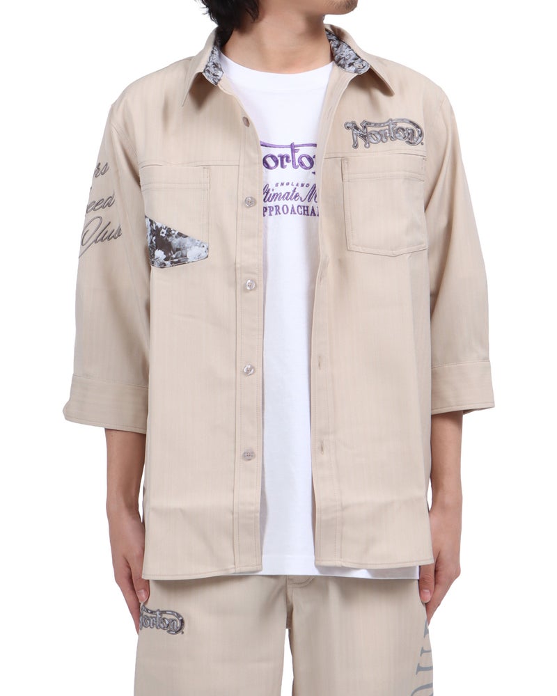 ベージュ：173cm63kg(Lサイズ着用)