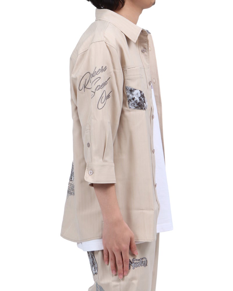ベージュ：173cm63kg(Lサイズ着用)