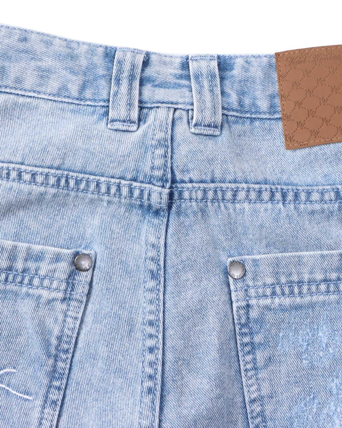 Karl Kani] ウィメンズ パール付き ハードダメージ デニムパンツ
