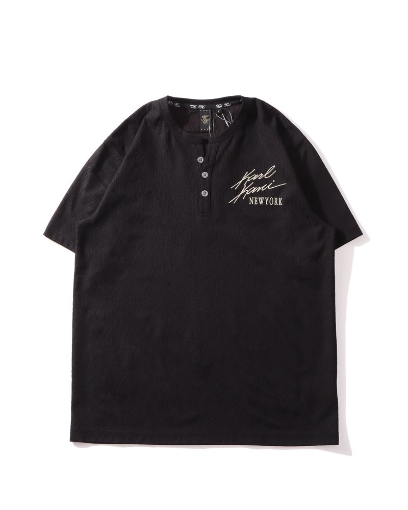 スクエアー ジャカード ヘンリー Tシャツ