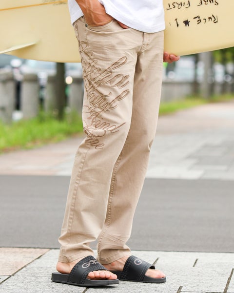 ベージュ：183cm/70kg(Lサイズ着用)