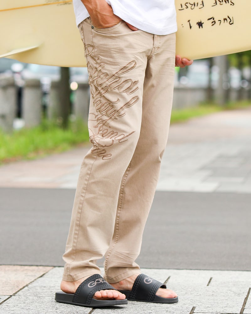 ベージュ：183cm/70kg(Lサイズ着用)