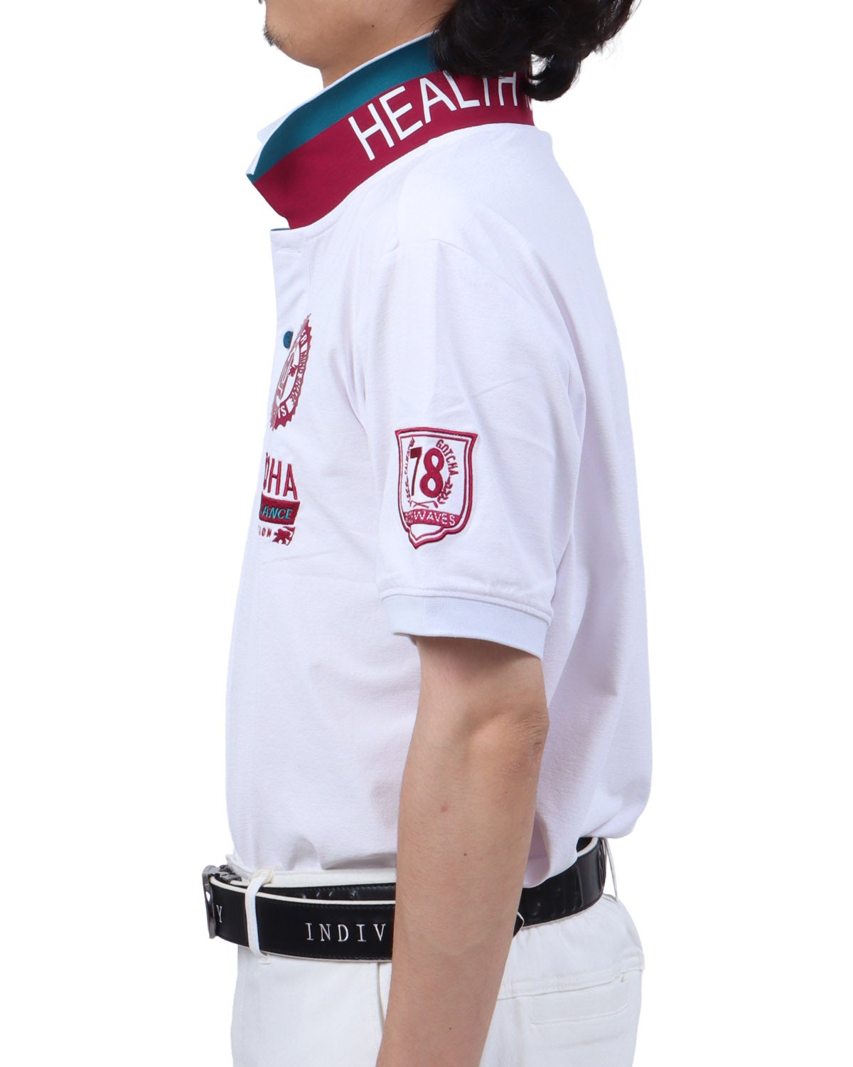 ホワイト：173cm63kg(Lサイズ着用)