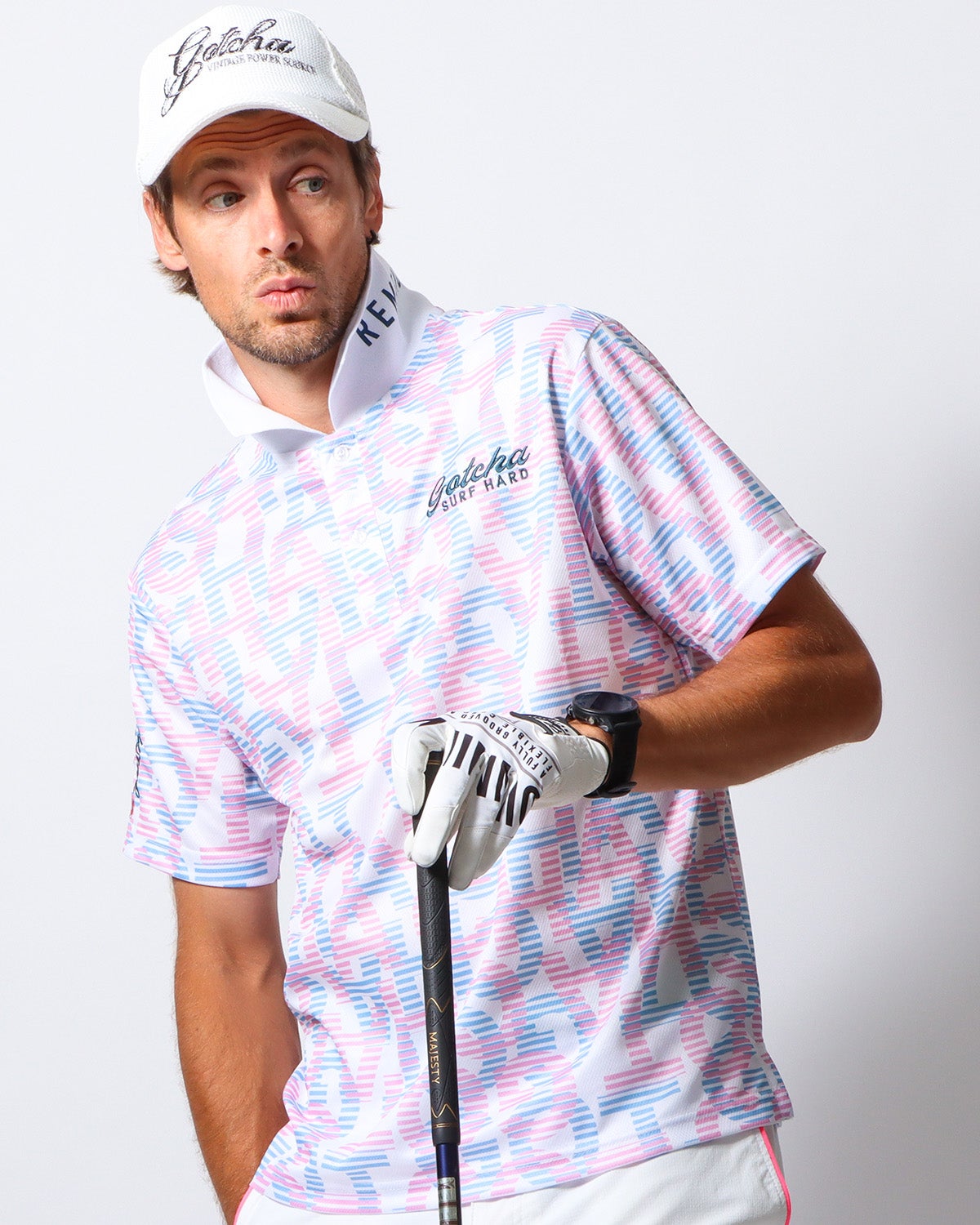 GOTCHA GOLF] ドライメッシュ ロゴ 総柄 ポロ | PEET ONLINE STORE