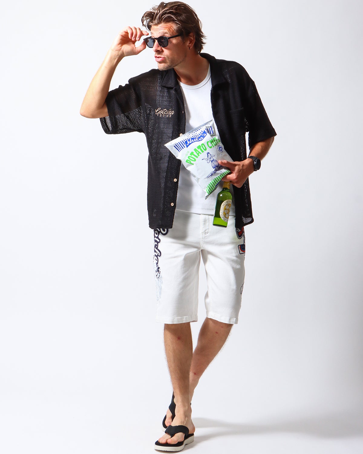 ホワイト：183cm/70kg(Lサイズ着用)