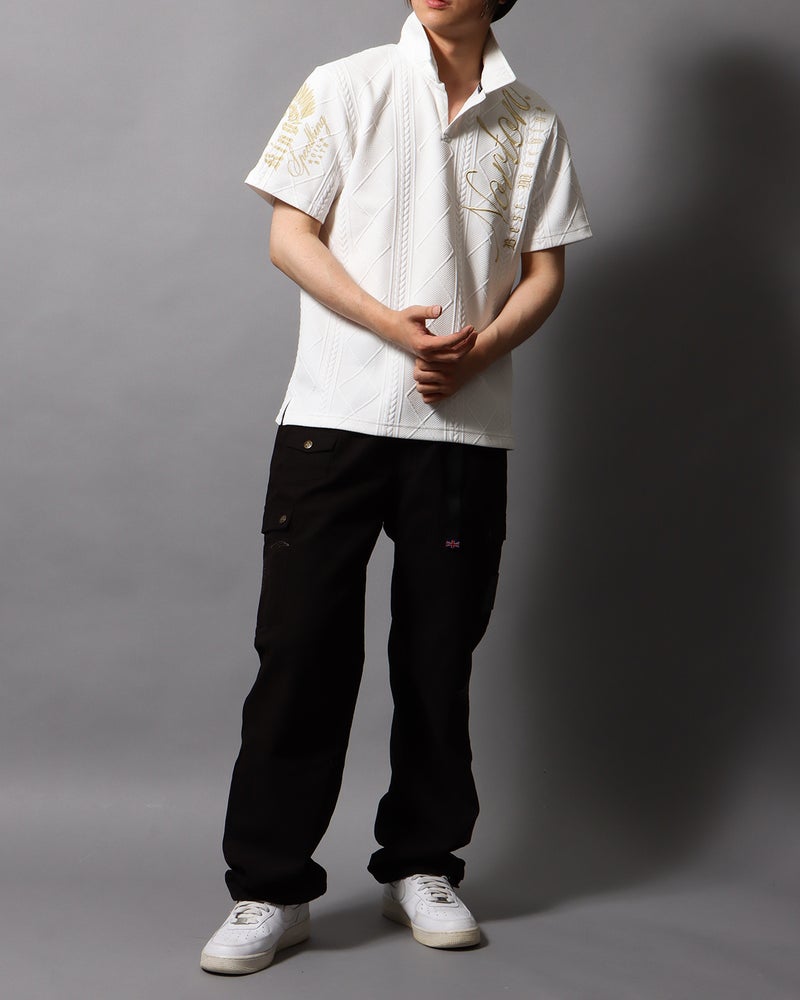ホワイト：178cm/75kg(Lサイズ着用)