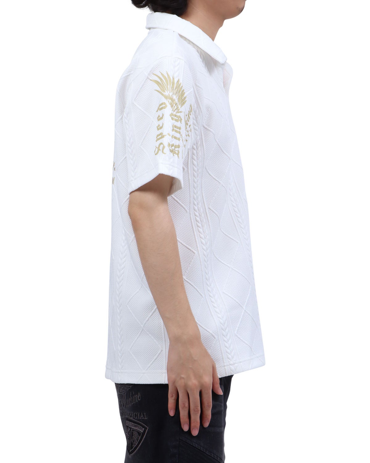 ホワイト：173cm63kg(Lサイズ着用)