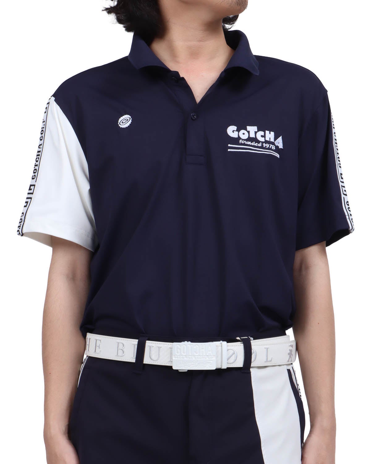 ネイビー：173cm63kg(Lサイズ着用)