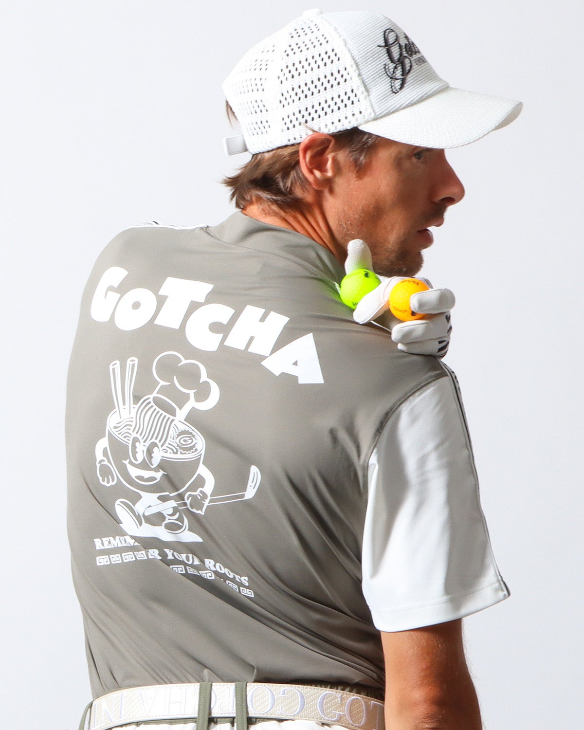 GOTCHA GOLF] UVカット 接触冷感 ラーメンくんロゴ ハイネックシャツ