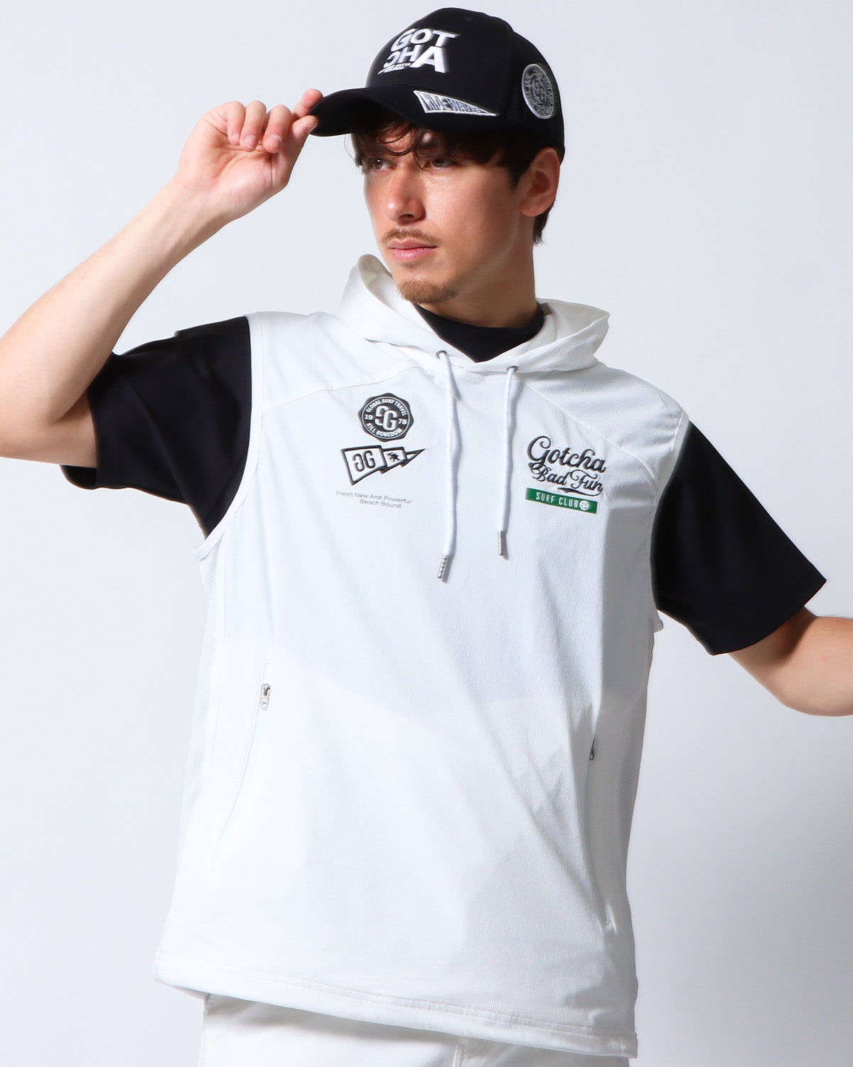 ホワイト：180cm/70kg(Lサイズ着用)