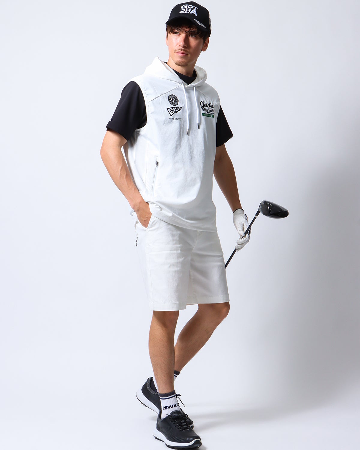 ホワイト：180cm/70kg(Lサイズ着用)