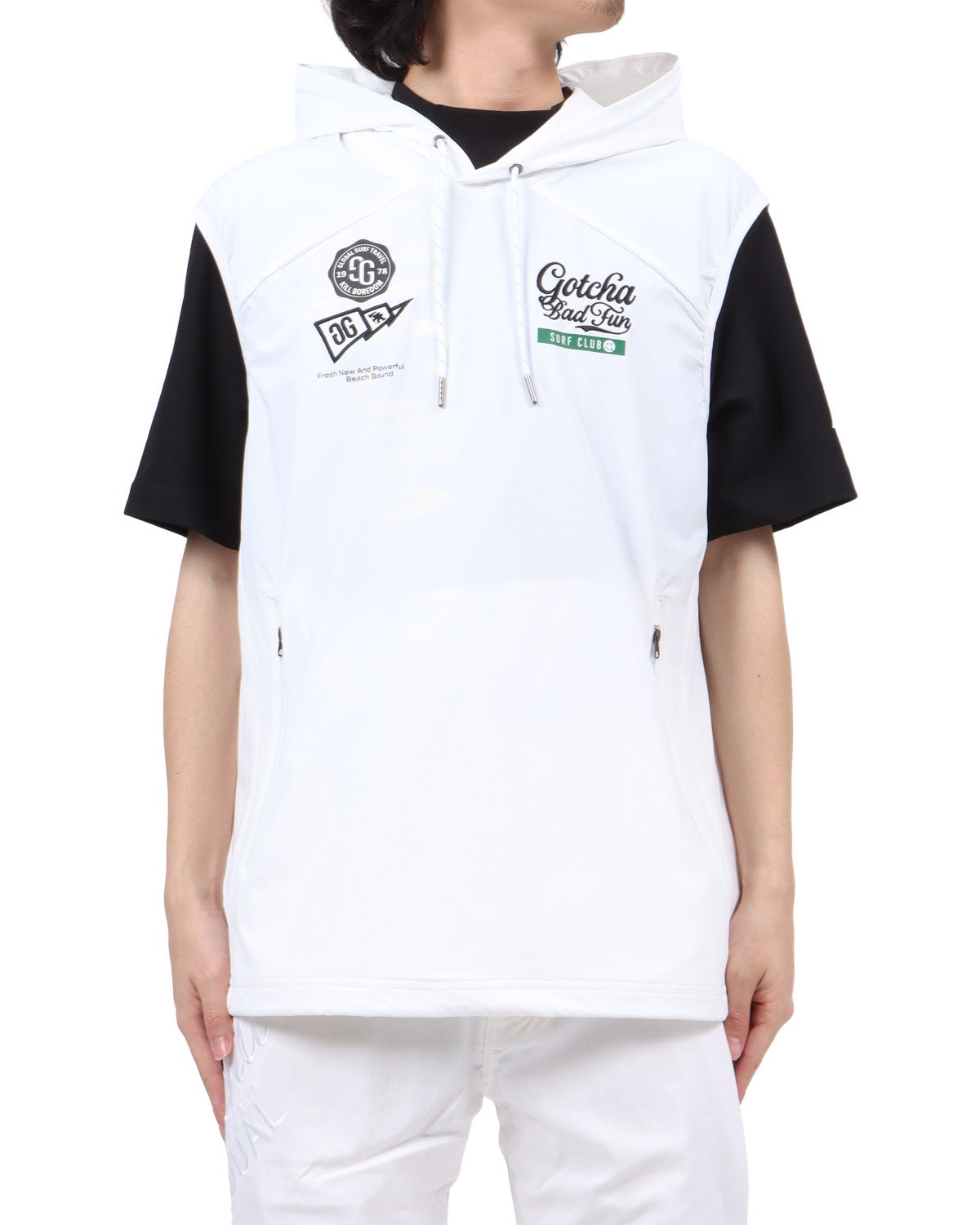 ホワイト：173cm63kg(Lサイズ着用)