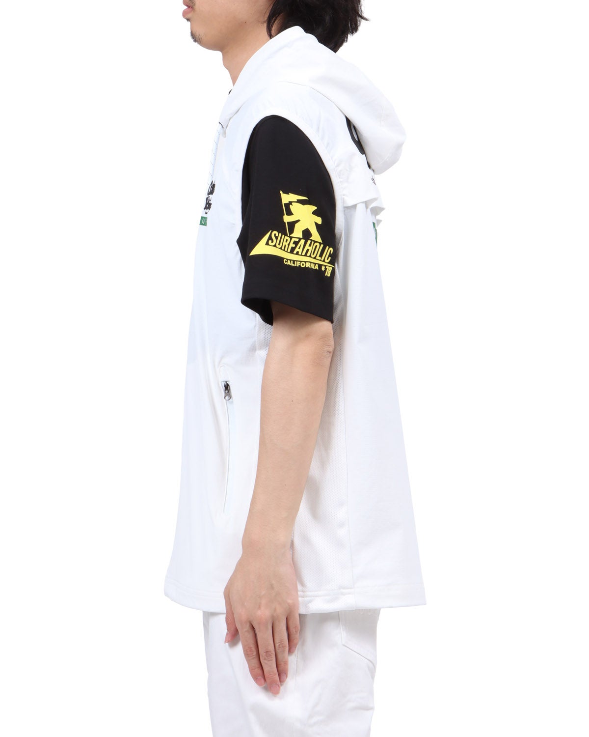 ホワイト：173cm63kg(Lサイズ着用)
