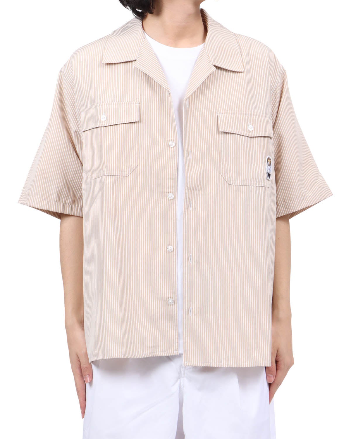 ベージュ：173cm63kg(Lサイズ着用)