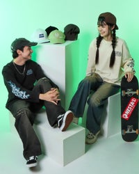 左：175cm(Mサイズ着用)、右：160cm(Mサイズ着用)