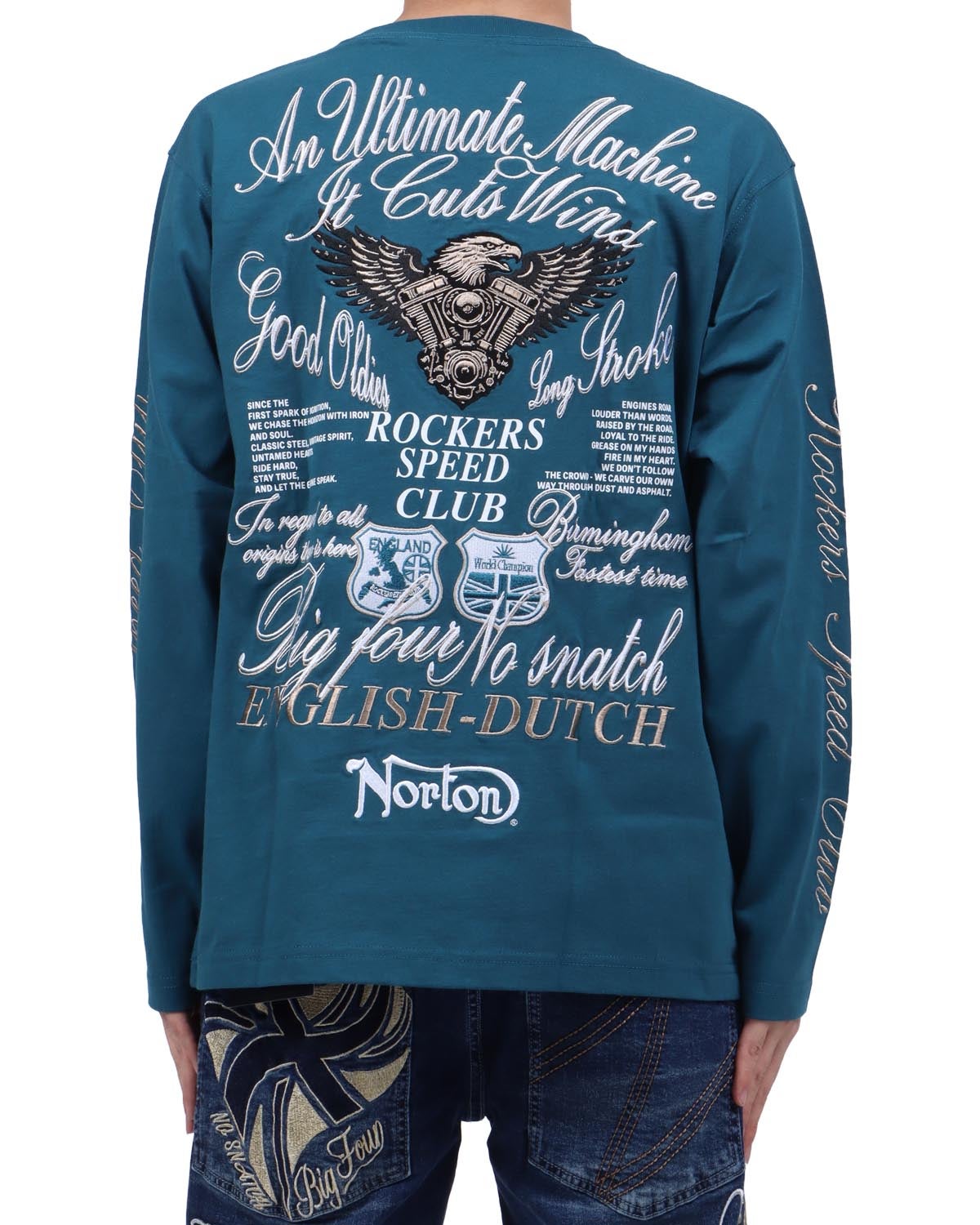 エメラルドグリーン：173cm63kg(Lサイズ着用)