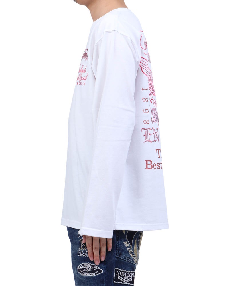 ホワイト：173cm63kg(Lサイズ着用)
