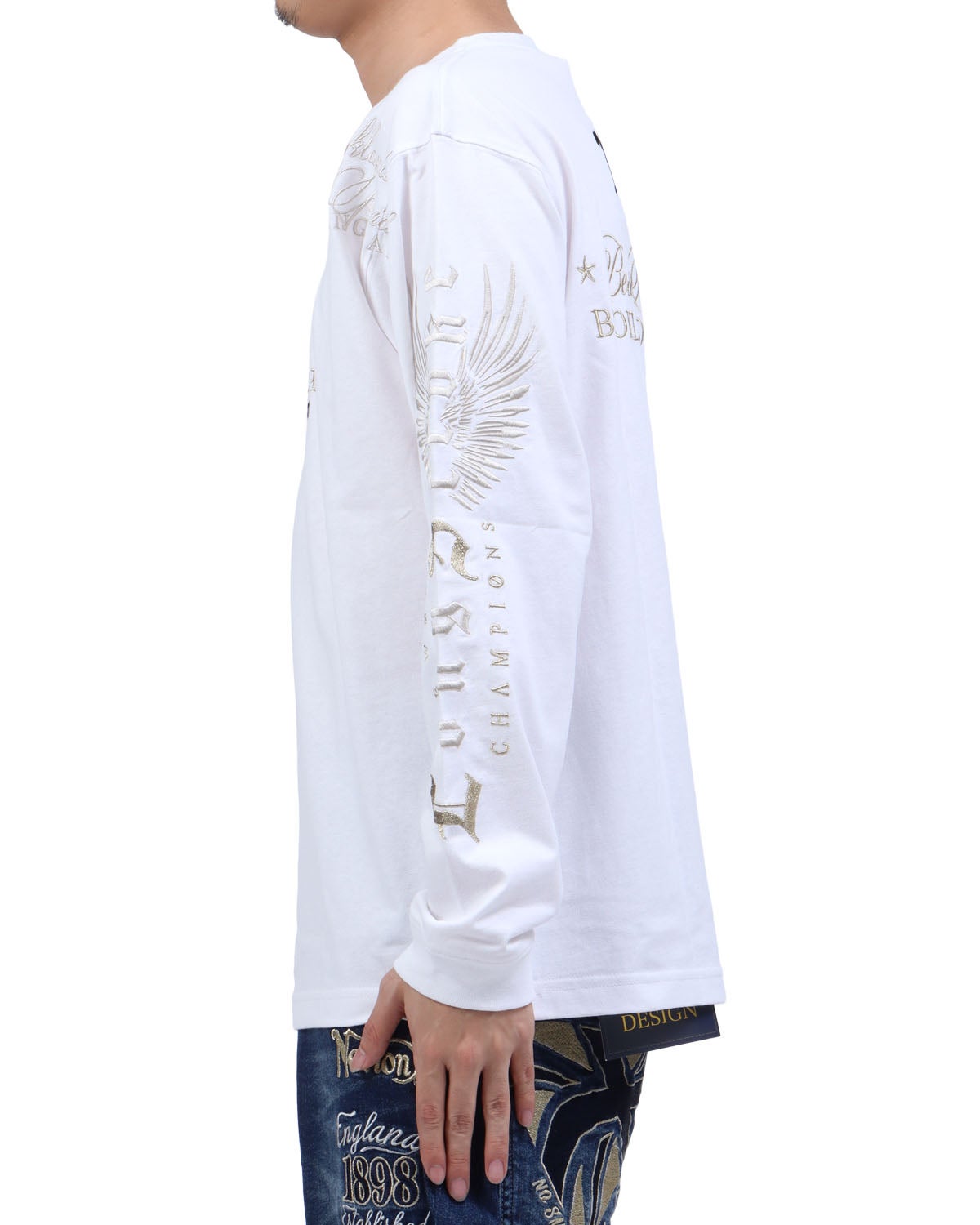 ホワイト：173cm63kg(Lサイズ着用)
