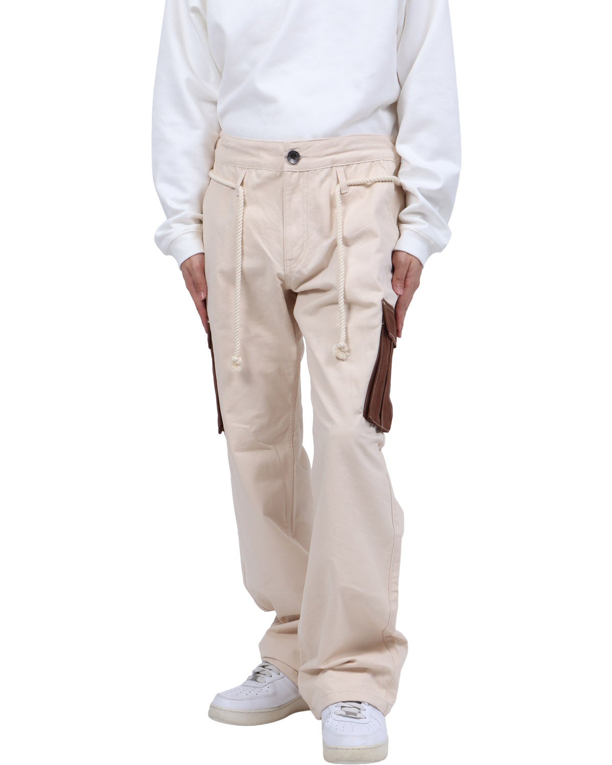 ベージュ：173cm63kg(34inc着用)