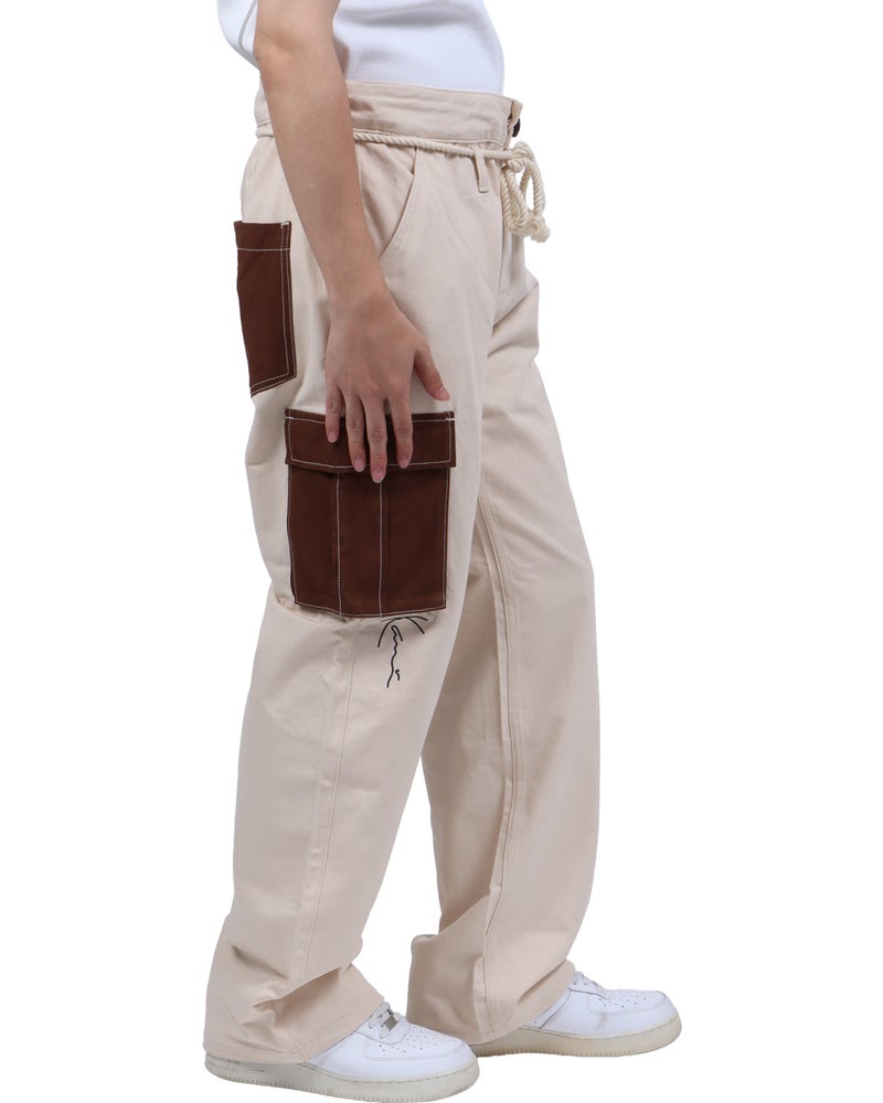 ベージュ：173cm63kg(34inc着用)