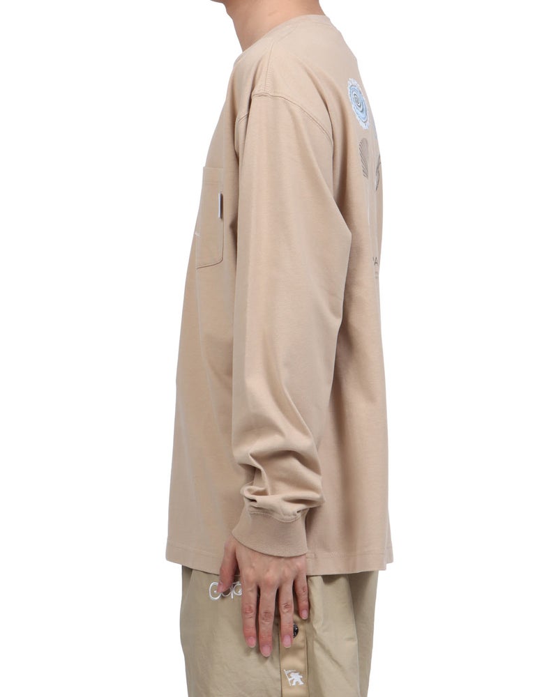 ベージュ：173cm63kg(Lサイズ着用)