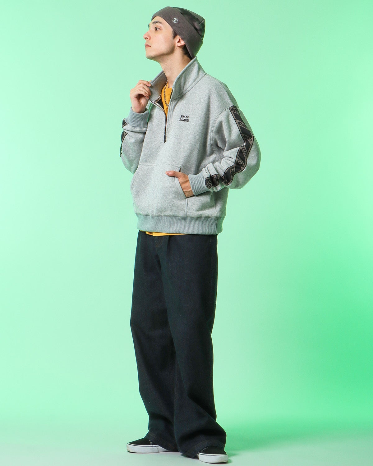 杢グレー：175cm(Mサイズ着用)
