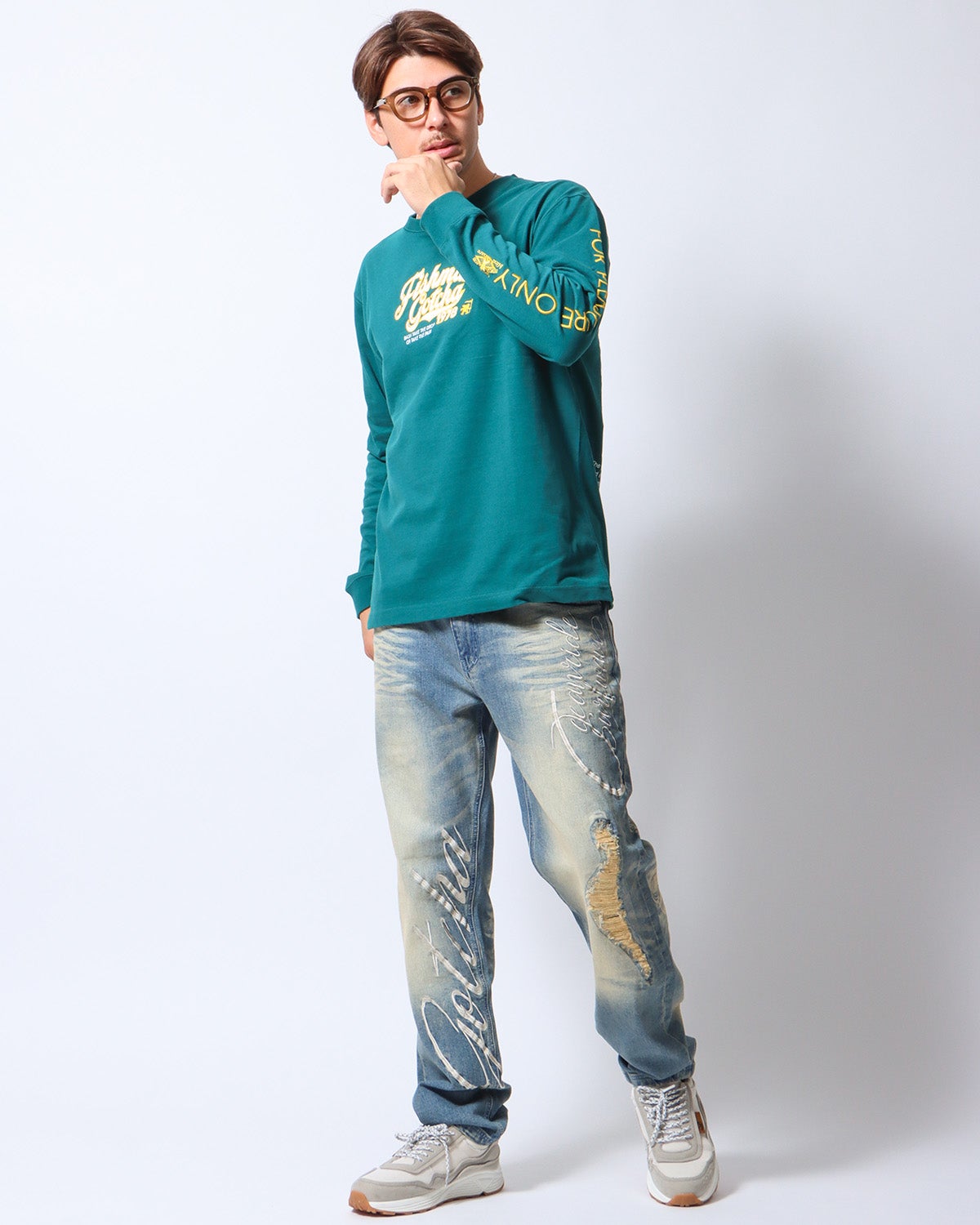 ダークグリーン：180cm/70kg(Lサイズ着用)