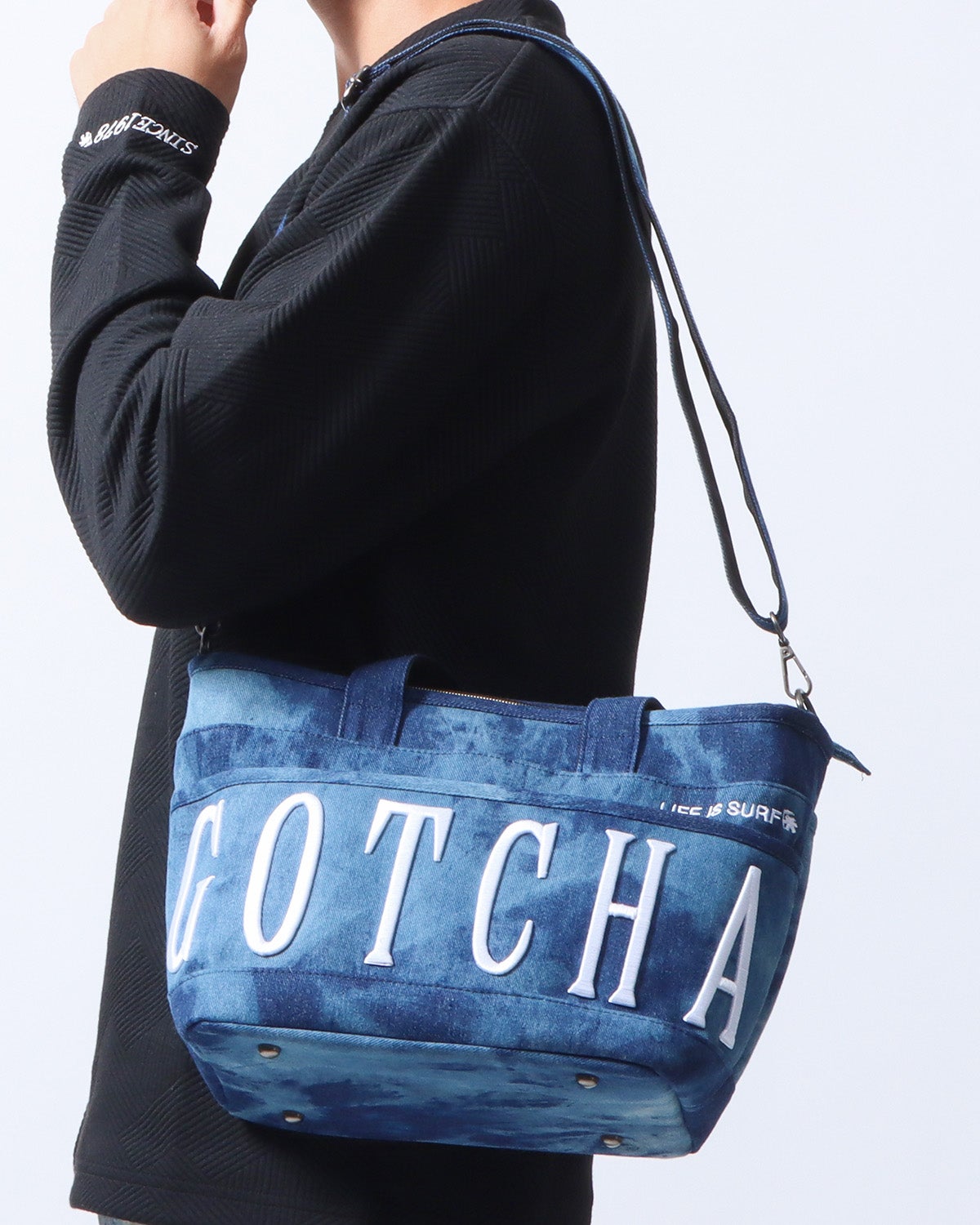 GOTCHA] 撥水 2WAY ビッグロゴ デニム ミニ トートバッグ | PEET