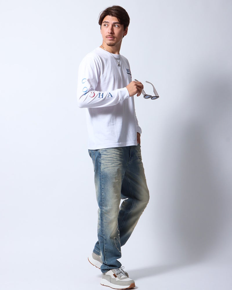 ホワイト：180cm/70kg(Lサイズ着用)