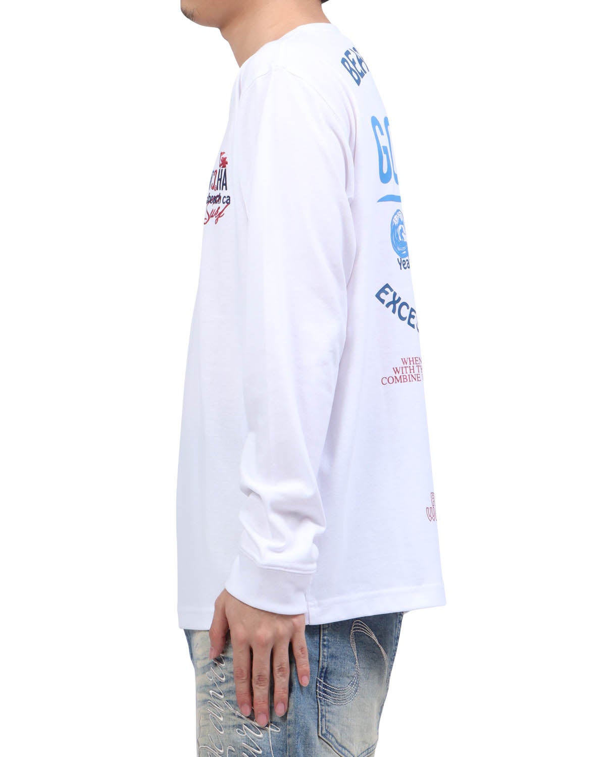ホワイト：173cm63kg(Lサイズ着用)