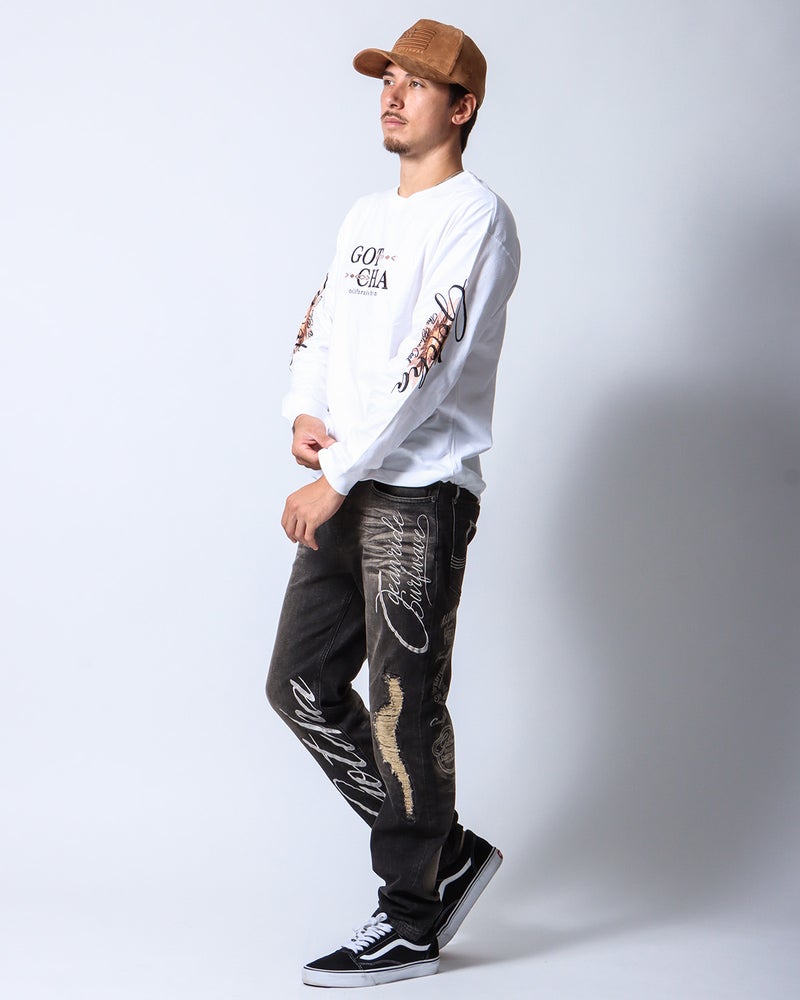 ホワイト：183cm/70kg(Lサイズ着用)