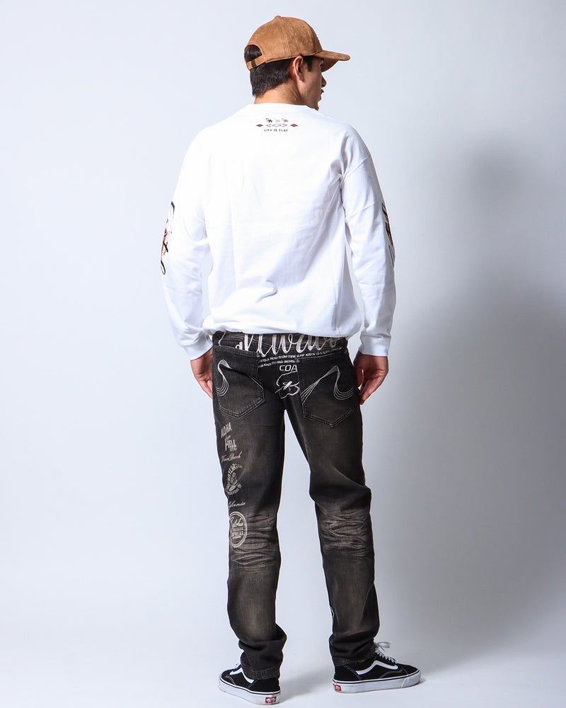 ホワイト：183cm/70kg(Lサイズ着用)
