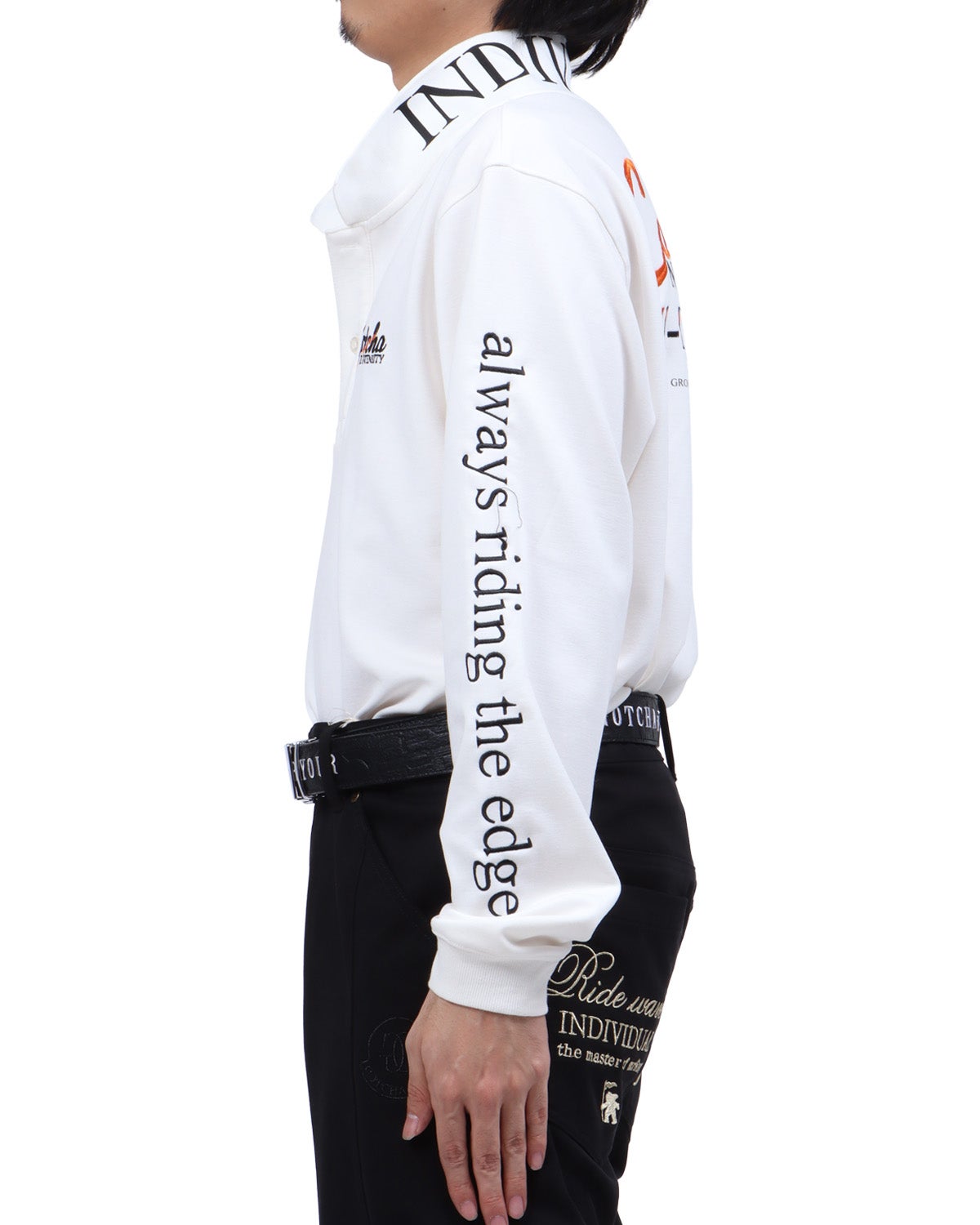ホワイト：173cm63kg(Lサイズ着用)