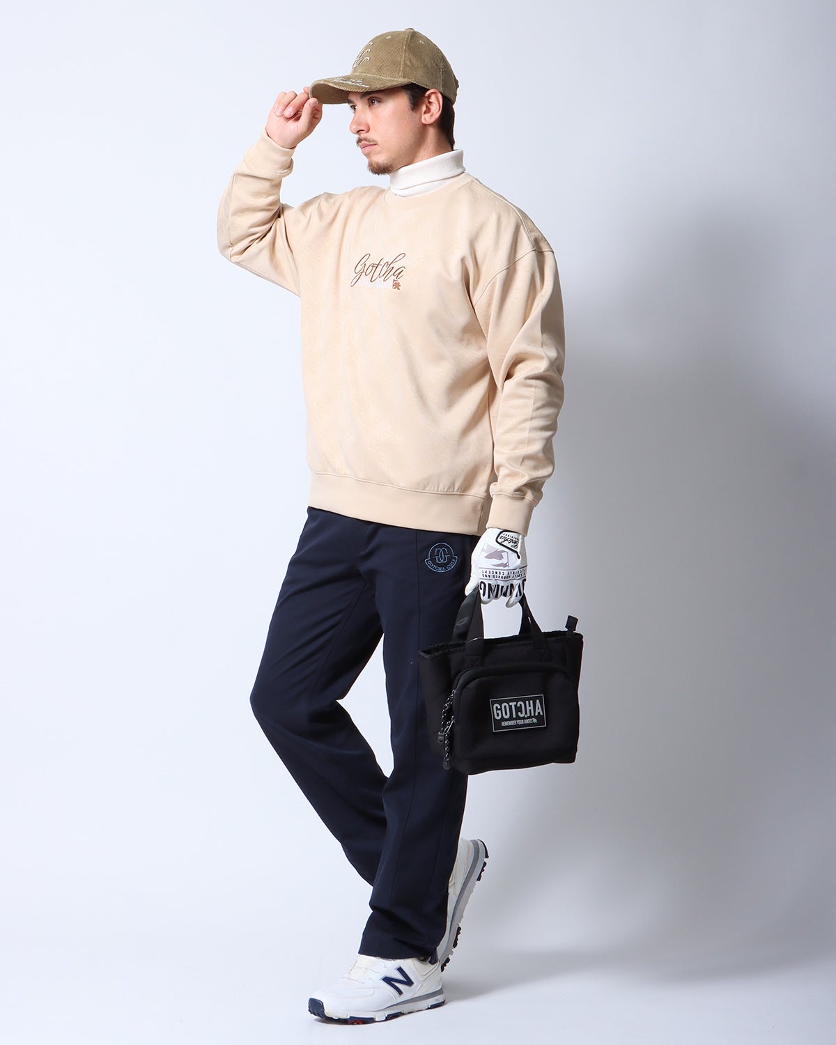 ベージュ：183cm/70kg(Lサイズ着用)