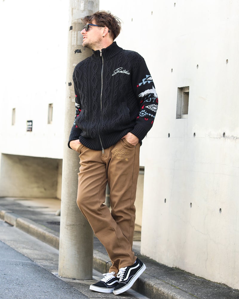 ベージュ：183cm/70kg(Lサイズ着用)