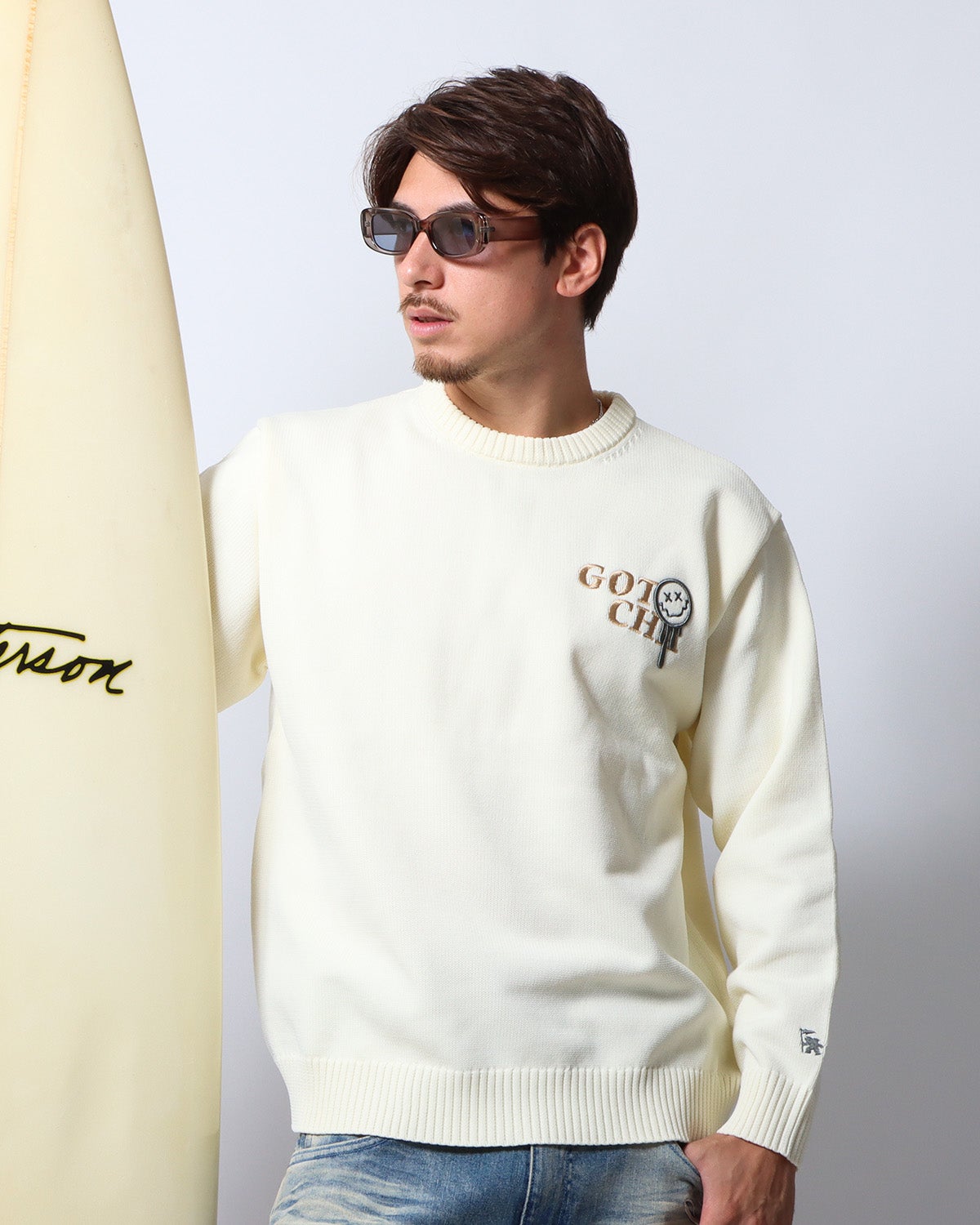 オフホワイト：180cm/70kg(Lサイズ着用)