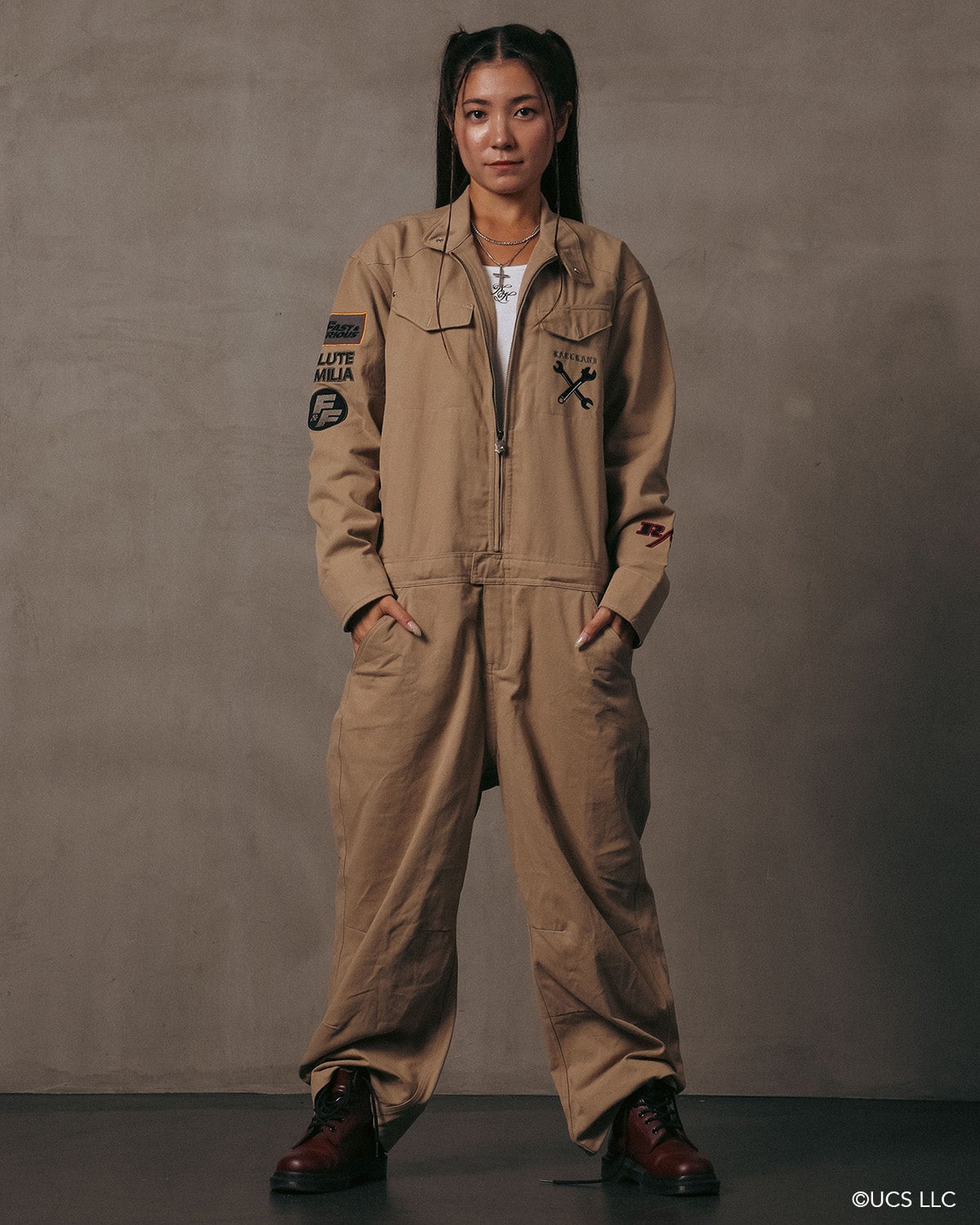 ベージュ：163cm(Mサイズ着用)