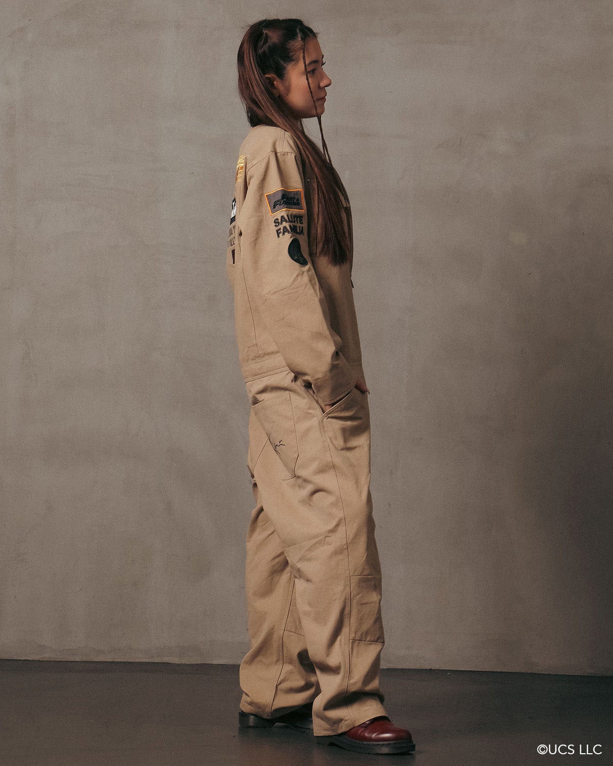 ベージュ：163cm(Mサイズ着用)