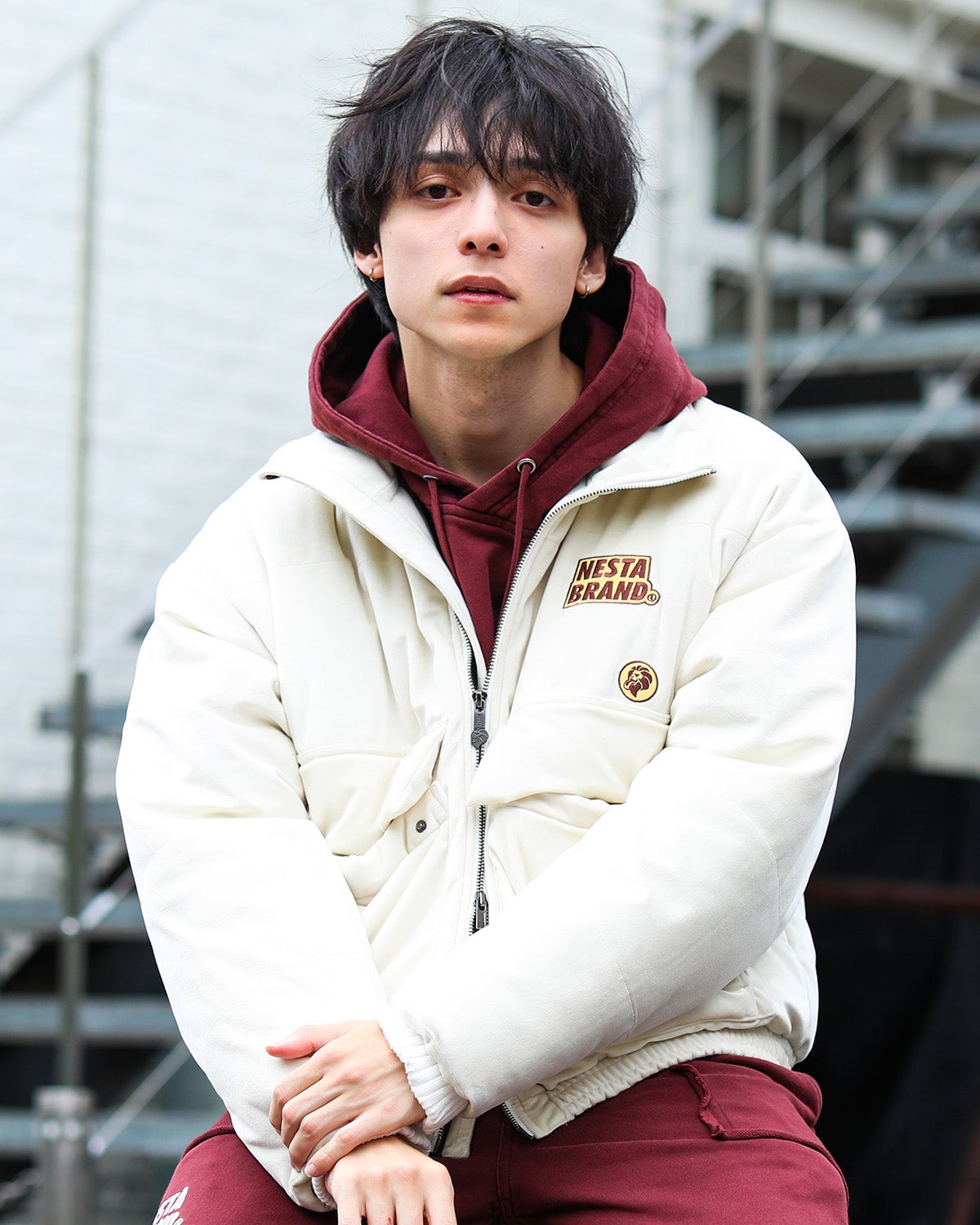 オフホワイト：175cm(Mサイズ着用)