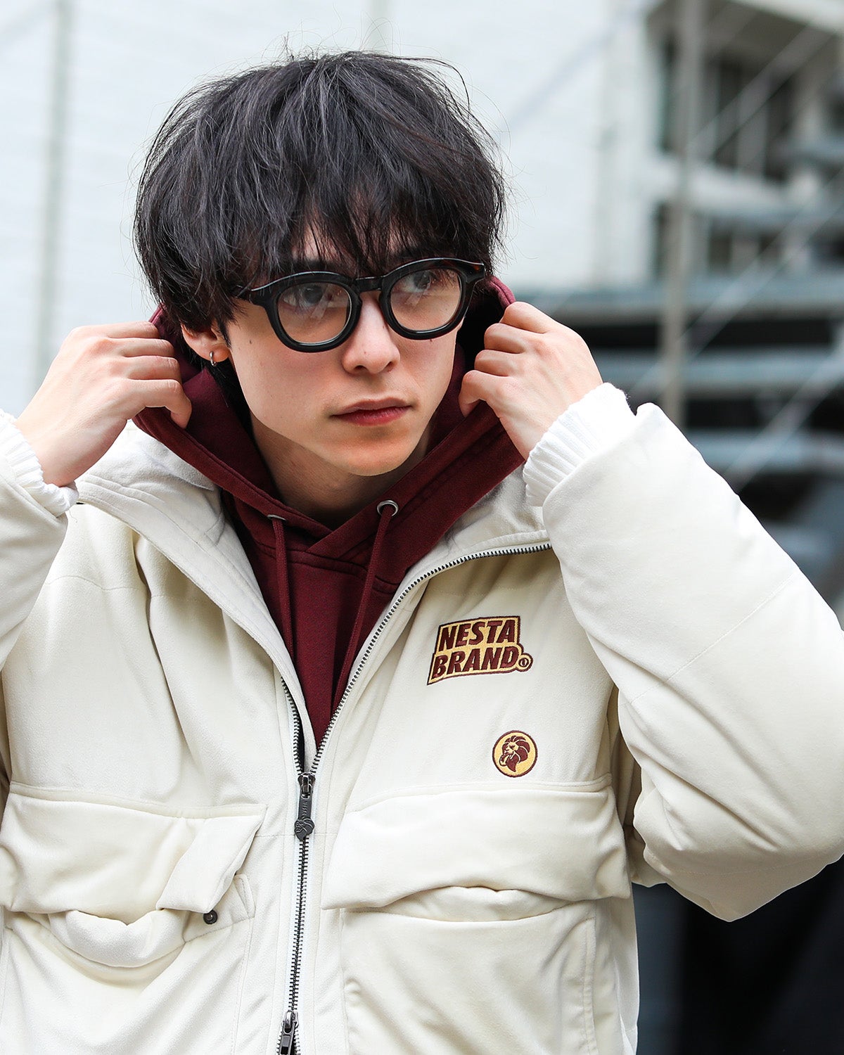 オフホワイト：175cm(Mサイズ着用)